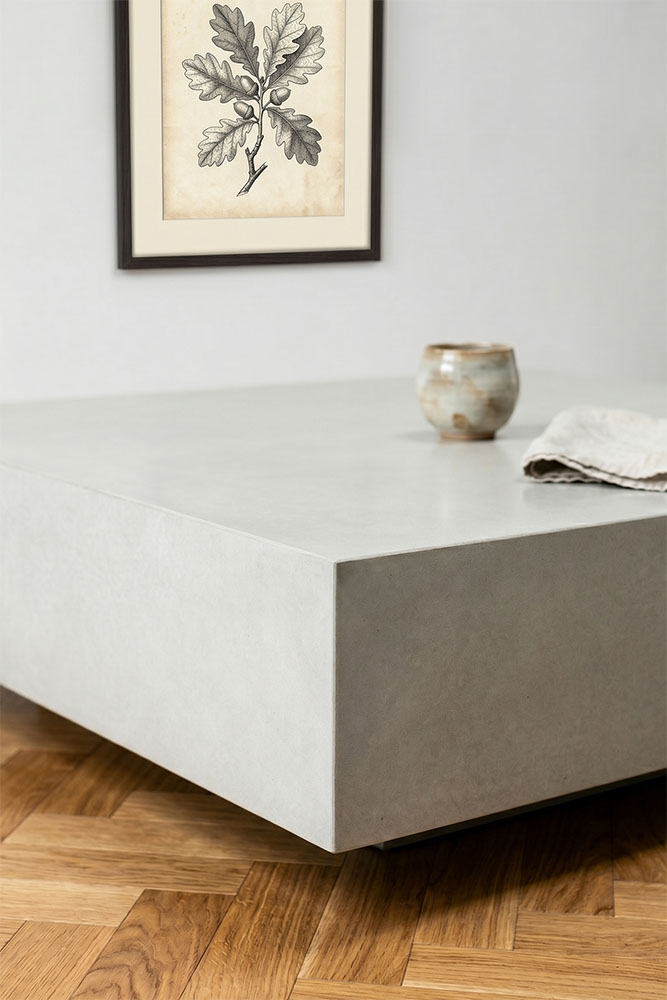 Industrial Look Wohnzimmer, Betonmöbel kombinieren, Couchtisch Beton Industrial, Wohnzimmer mit Beton