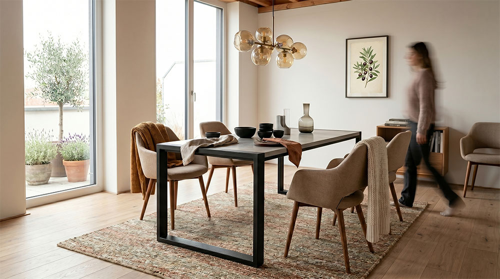 Industrial Look Wohnzimmer, Betonmöbel kombinieren, Couchtisch Beton Industrial, Wohnzimmer mit Beton